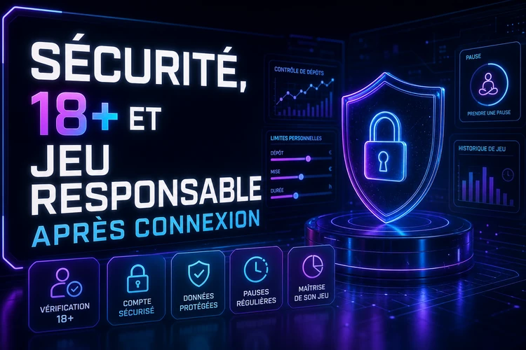 Sécurité, 18+ et jeu responsable après connexion